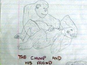 Chimp Friend Drawing, Kibale, Uganda Chimp Friend Drawing, Kibale, Uganda